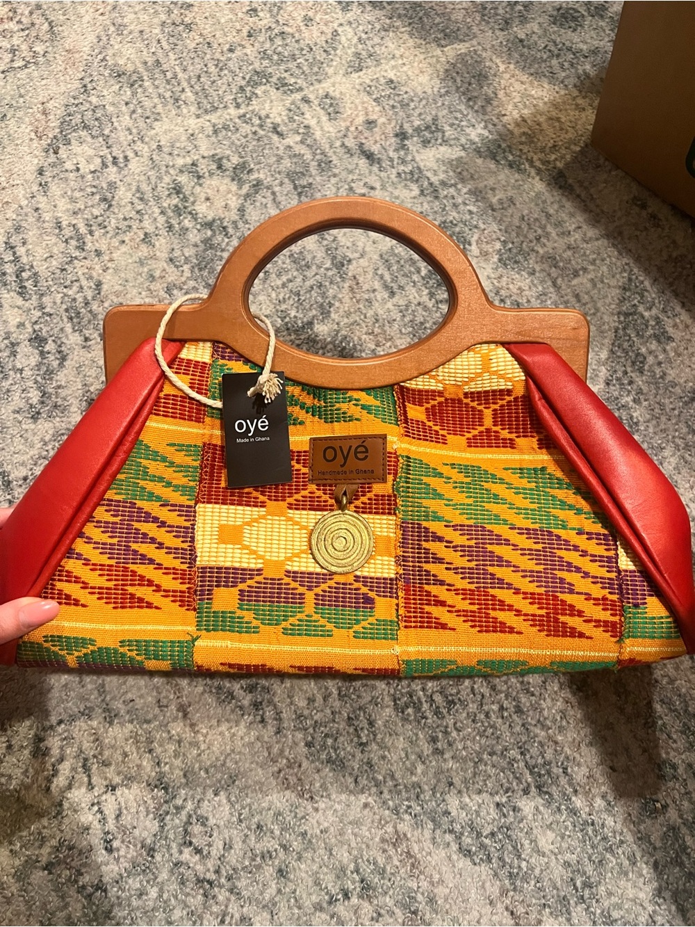NEW Oye african boho indie clutch purse bag leather colorful